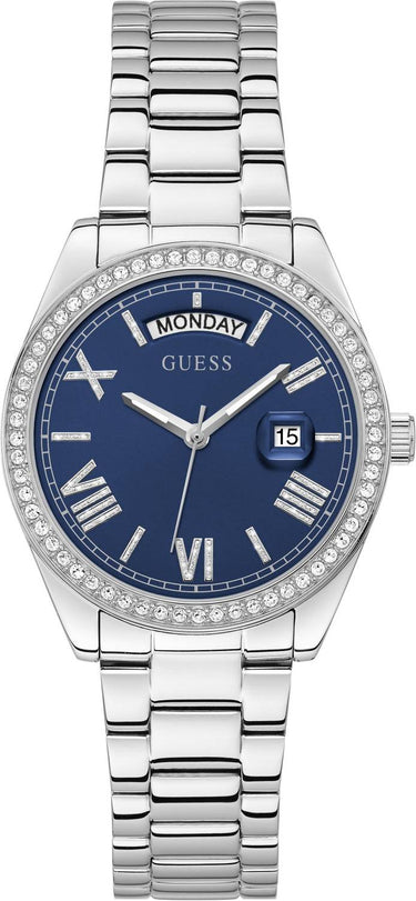 Guess Damen Luna Armbanduhr silber, blau GW0307L1